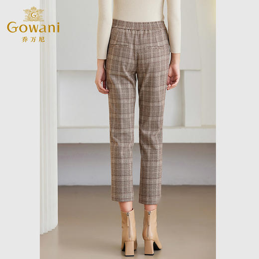 乔万尼裤子女秋冬新款复古英伦格纹烟管裤ET4F807 商品图3