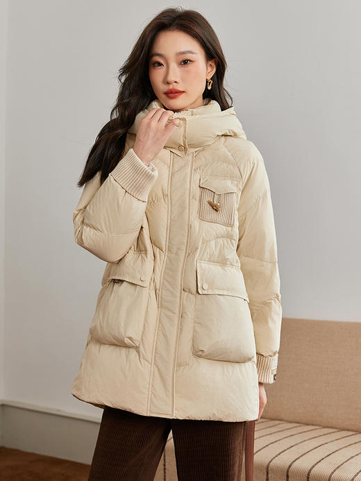 【年终特卖】熙世界白鸭绒羽绒服女冬2025新款小个子中长款加厚保暖连帽外套 商品图5