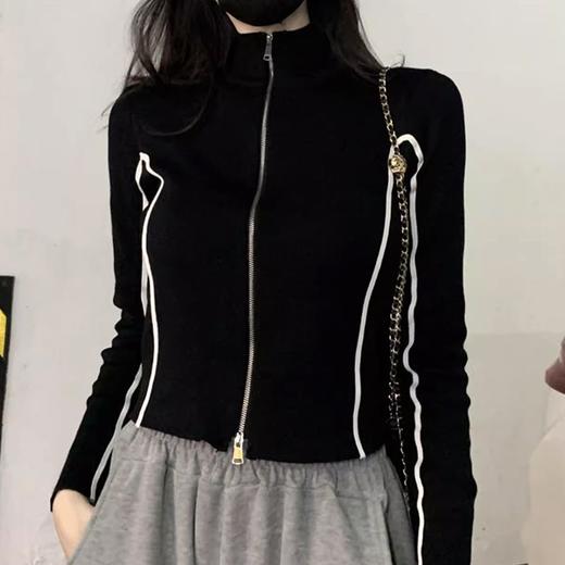 裁缝学苑AX132半高领撞色双拉链毛衣外套纸样女短款开衫上衣样板 商品图3