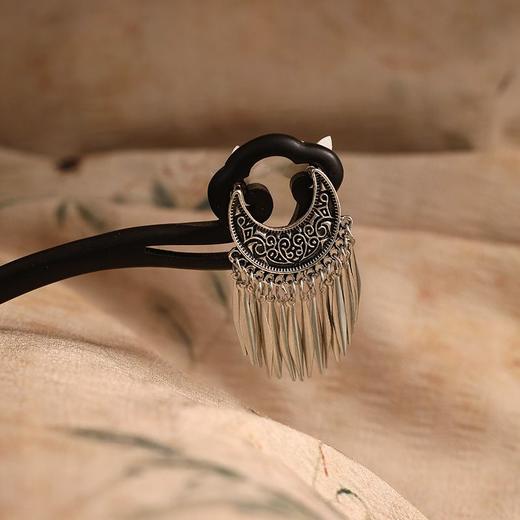 古风简约发簪子女月牙流苏木簪子丸子头配饰古装汉服发饰配饰簪子 商品图1