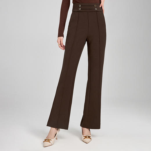 修身显瘦，冬季美拉德美式复古竹节磨毛时髦微喇叭裤子女WLZD-2324302 商品图2