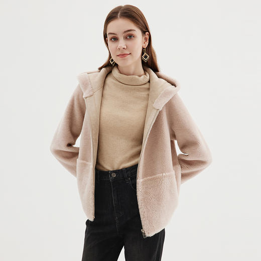 EITIE爱特爱冬季通勤修身纯色连帽毛呢外套7203911 商品图1