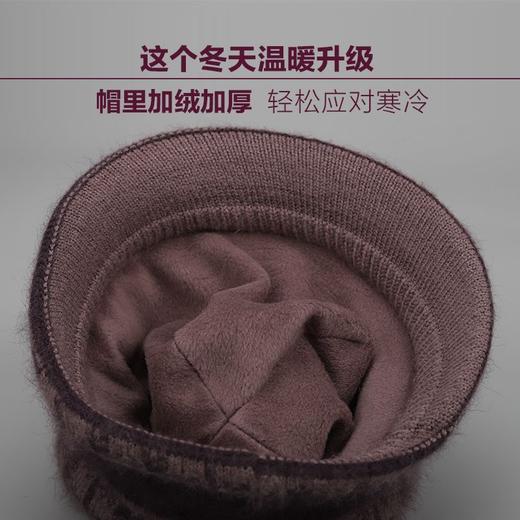 DD-冬季妈妈帽子加厚保暖盆帽中老年奶奶针织棉帽老太太毛线帽 商品图3