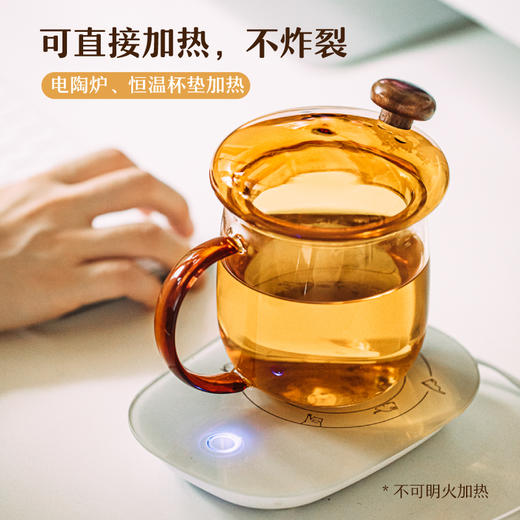 树可蘑菇头玻璃杯高硼硅杯子茶水分离牛奶果汁泡茶耐高温吸管水杯 商品图5