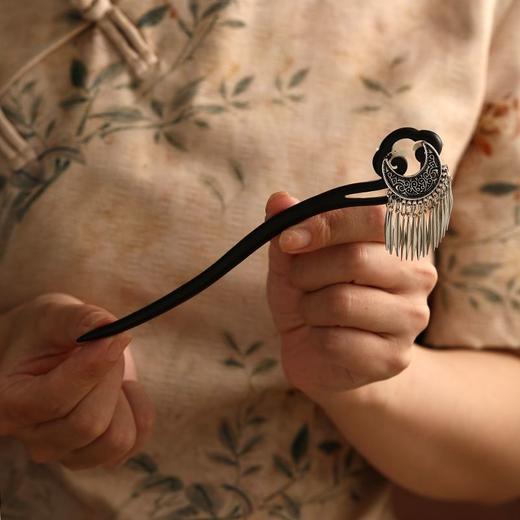 古风简约发簪子女月牙流苏木簪子丸子头配饰古装汉服发饰配饰簪子 商品图2