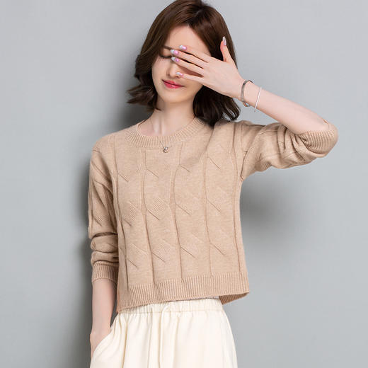 【双11】秋冬时尚洋气小款毛衣女短款高腰百搭显瘦针织上衣CC-tbrk-23136 商品图2