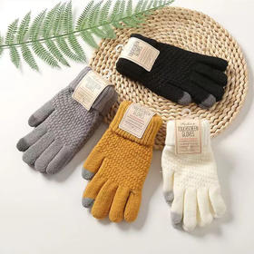 【经典设计！给手掌贴心的保护】手套女情侣秋冬季加绒加菠萝纹防寒触屏骑行保暖毛线学生针织手套，。触屏设计，防寒保暖毛线，触屏功能让你轻松操作手机。ry