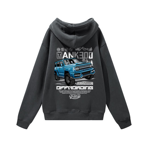 自由基地秋冬新款tank300坦克团印花带帽抓绒套头卫衣潮流保暖衣 NMT-2081 商品图3