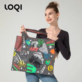 德国LOQI 反光系列 时尚艺术环保袋 轻便折叠安全时尚防泼水抽绳收纳