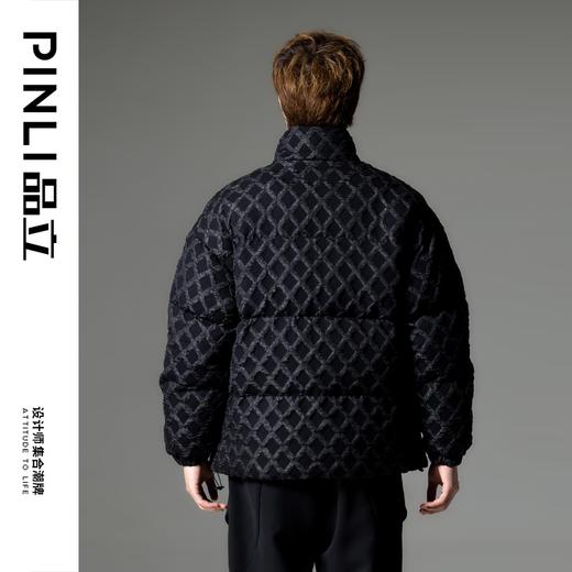 PINLI品立秋冬新品华夫格立领羽绒服潮牌短款加厚面包服外套B233208089 商品图2