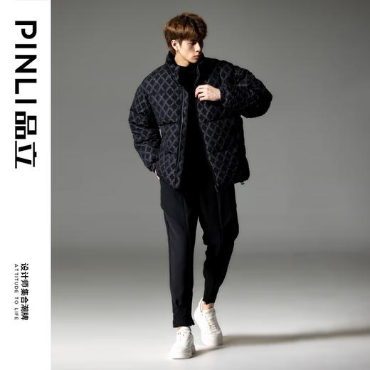PINLI品立秋冬新品华夫格立领羽绒服潮牌短款加厚面包服外套B233208089 商品图1