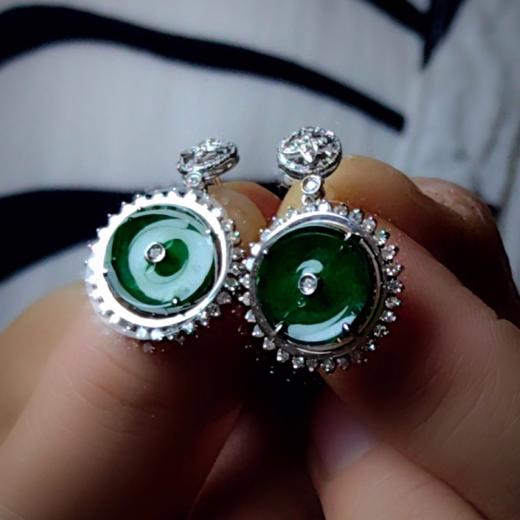 18k翡翠平安扣耳环 商品图6