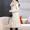 TC25440 卡其色白鸭绒羽绒服女中长款过膝2023冬时尚洋气狐狸毛领外套收腰 商品缩略图2