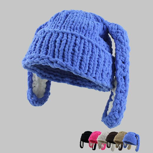 亲子款时尚毛线帽韩系超长兔耳儿童护耳帽女冬保暖潮品出游套头帽 商品图8