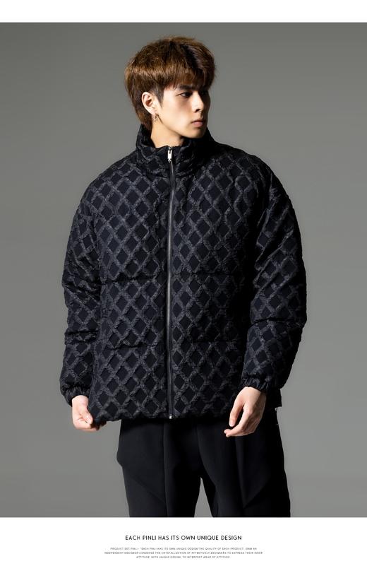 PINLI品立秋冬新品华夫格立领羽绒服潮牌短款加厚面包服外套B233208089 商品图6