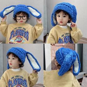 亲子款时尚毛线帽韩系超长兔耳儿童护耳帽女冬保暖潮品出游套头帽