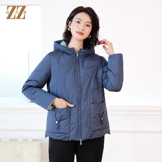 佐尔美冬季新款 简约时尚双面穿连帽短款羽绒服女E14YY04 商品图2