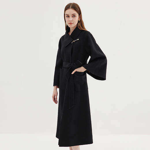 EITIE爱特爱冬季新款气质简约显瘦大气系带大衣外套7214924 商品图2