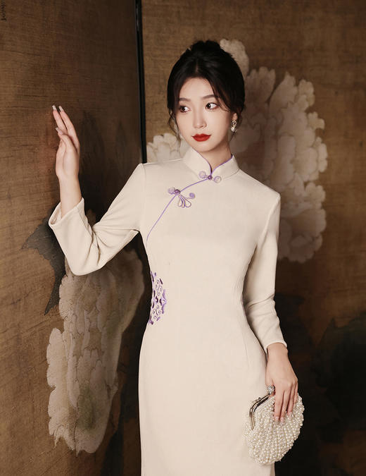 XL23323 2023年秋冬季新款改良旗袍民国风复古风日常修身设计感气质旗袍女 商品图1