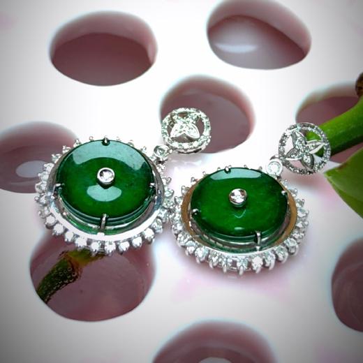 18k翡翠平安扣耳环 商品图2