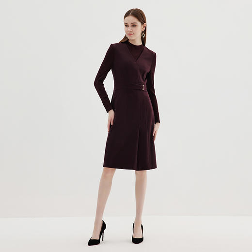 EITIE爱特爱冬季新款大气收腰显瘦通勤黑色连衣裙7207925 商品图9