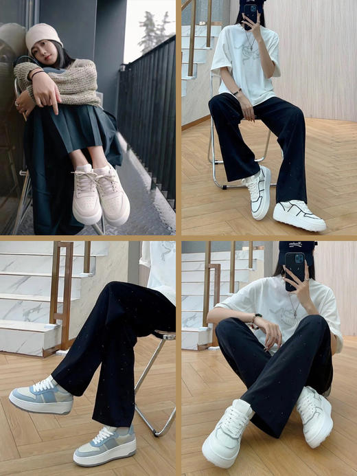 现货 THS 10.28-限时 土豆丝 淑女活力小白鞋 轻质厚底休闲运动鞋 4色 BZ1121 商品图0