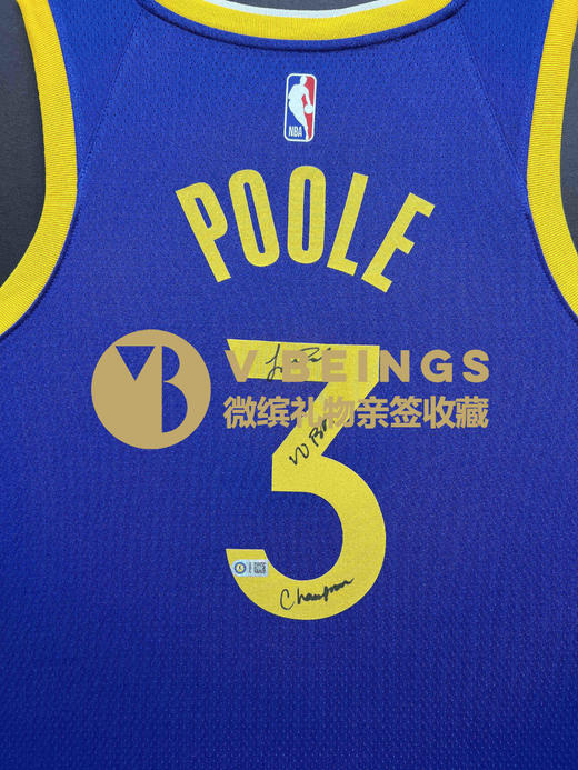 收藏系列 普尔 勇士队3号蓝色加签款 亲笔签名球衣 商品图2