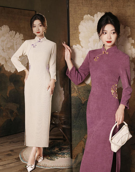 XL23323 2023年秋冬季新款改良旗袍民国风复古风日常修身设计感气质旗袍女 商品图0