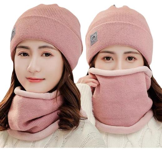 「帽子围脖两件套！数色可选」秋冬季毛线帽加绒保暖套装帽韩版防风护耳帽新款一体针织帽女配饰 商品图4