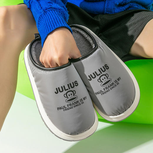 大嘴猴羽绒布棉拖鞋秋冬防水踩屎感eva厚底居家增高男款情侣拖鞋YXPS3161 商品图0