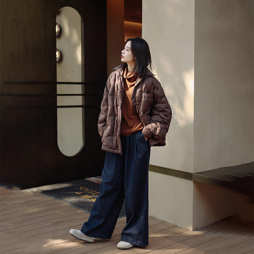 绽放787朵/獨家设计衬衫式大廓形十字压胶工艺轻薄宽松显瘦羽绒服 商品图1