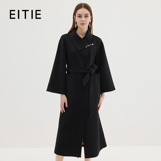 EITIE爱特爱冬季新款气质简约显瘦大气系带大衣外套7214924 商品图0