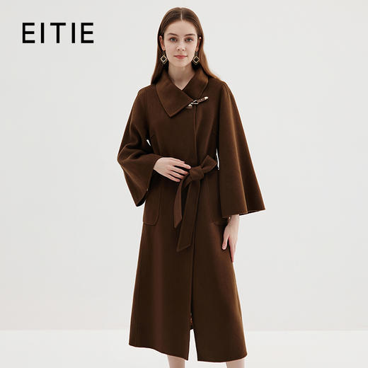 EITIE爱特爱冬季新款气质简约显瘦大气系带大衣外套7214924 商品图6