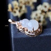 18K玫瑰金和田玉（白玉）镶钻葫芦吊坠/单面葫芦8*12mm 商品缩略图3