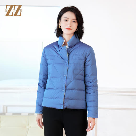 佐尔美冬季新款 时尚简约双面穿短款立领羽绒服女E14YY05 商品图0