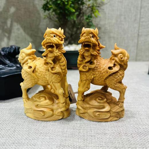 麒麟°黄杨木摆件（对） 商品图0