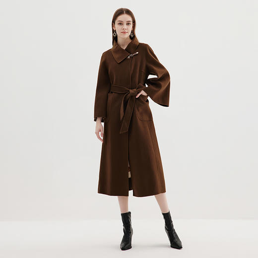 EITIE爱特爱冬季新款气质简约显瘦大气系带大衣外套7214924 商品图9