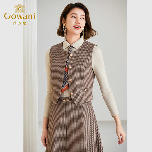 乔万尼马甲女新款新款千鸟格英伦风外搭ET4H805 商品图1