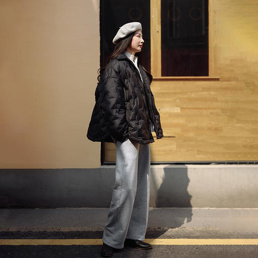 绽放787朵/獨家设计衬衫式大廓形十字压胶工艺轻薄宽松显瘦羽绒服 商品图2