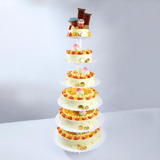 【福寿盈门】送爷爷奶奶多层多磅数祝寿蛋糕，满藏鲜果、芋泥 、巧克力摩咔脆，祝寿星福气盈门福寿到 商品图2