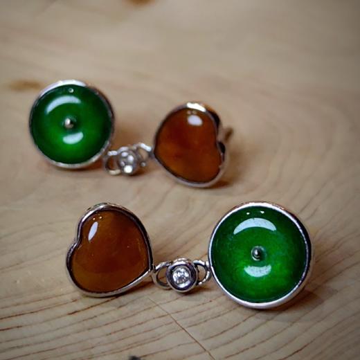 18k翡翠耳钉 商品图1