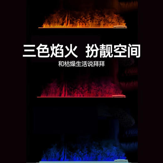 【小家电】艾美特火焰加湿器卧室家用低噪大容量仿真火负离子净化香薰壁炉空气净化加湿 LHD3001 HF 商品图2