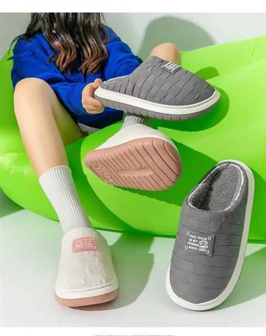 秋冬家居加绒软底舒适棉拖鞋情侣款防滑厚底男款YXPS3163 商品图2