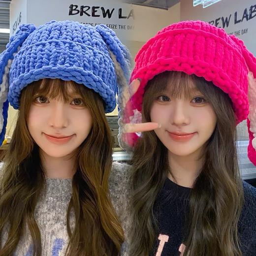亲子款时尚毛线帽韩系超长兔耳儿童护耳帽女冬保暖潮品出游套头帽 商品图4