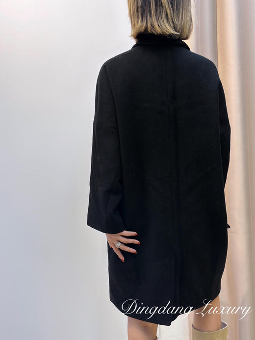 Coach 女式 黑色 毛呢 中长款 羊毛 xs码 大衣 商品图1