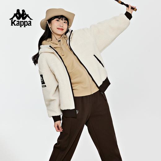 Kappa卡帕羊羔绒2023新款女冬连帽运动卫衣撞色休闲长袖防寒外套K0D82MK70 商品图3