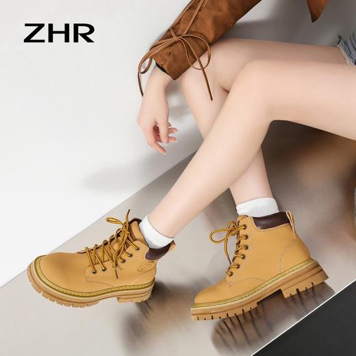 ZHR-2023新款英伦风马丁靴女厚底短靴户外通勤大黄靴 商品图3