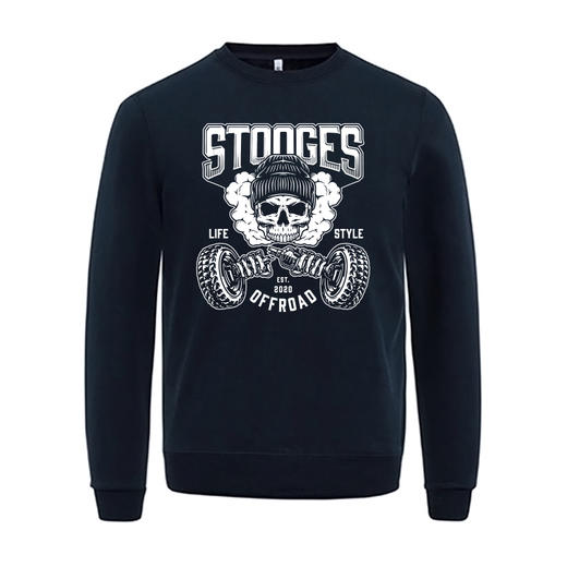 自由基地男女秋冬新款420克抓绒圆领套头卫衣创意越野图案印花款 NMT-2079 商品图1