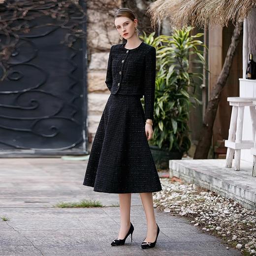 IWY/黑色名媛小香风套装女秋冬新款高端气质毛呢时尚套装女CS1699 商品图0