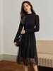 【年终特卖】熙世界半高领针织拼接网纱连衣裙女2025秋冬新款赫本风打底小黑裙 商品缩略图5
